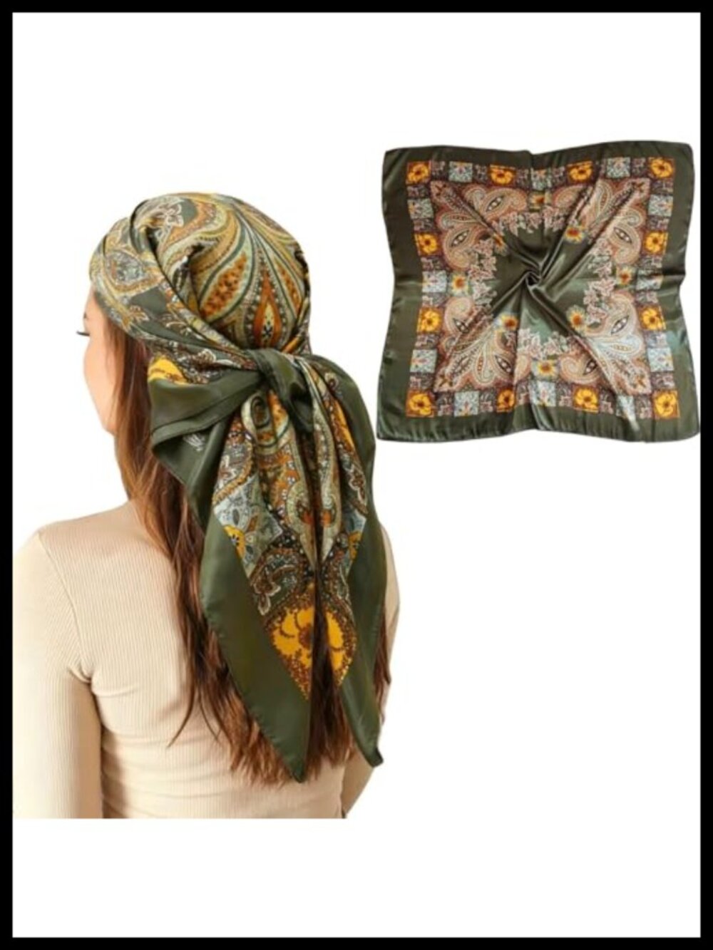35" Satin Silk Like Hair Head Scarf for Women - Head Wraps Purse Scarf